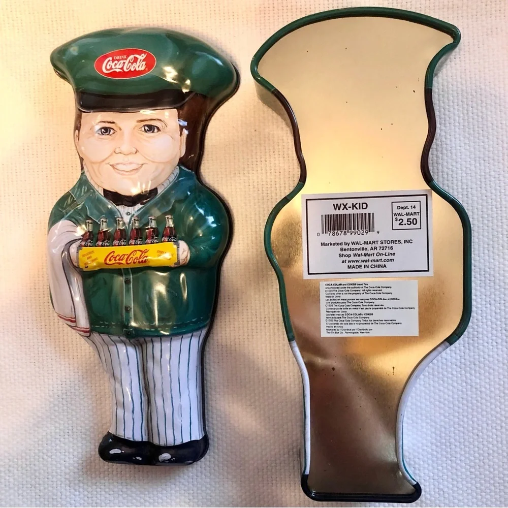 Coca-Cola Tin Delivery man coke bottles vintage
